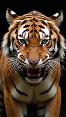Obraz premium Angry Sumatran Tiger portrait showcases its beauty and majesty as a captivating animal