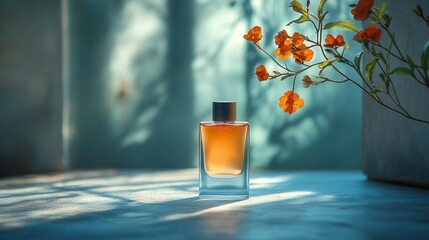 elegant closeup of a minimalist perfume bottle stands against a soft background highlighting its chic design the simplicity evokes luxury and sophistication perfect for branding