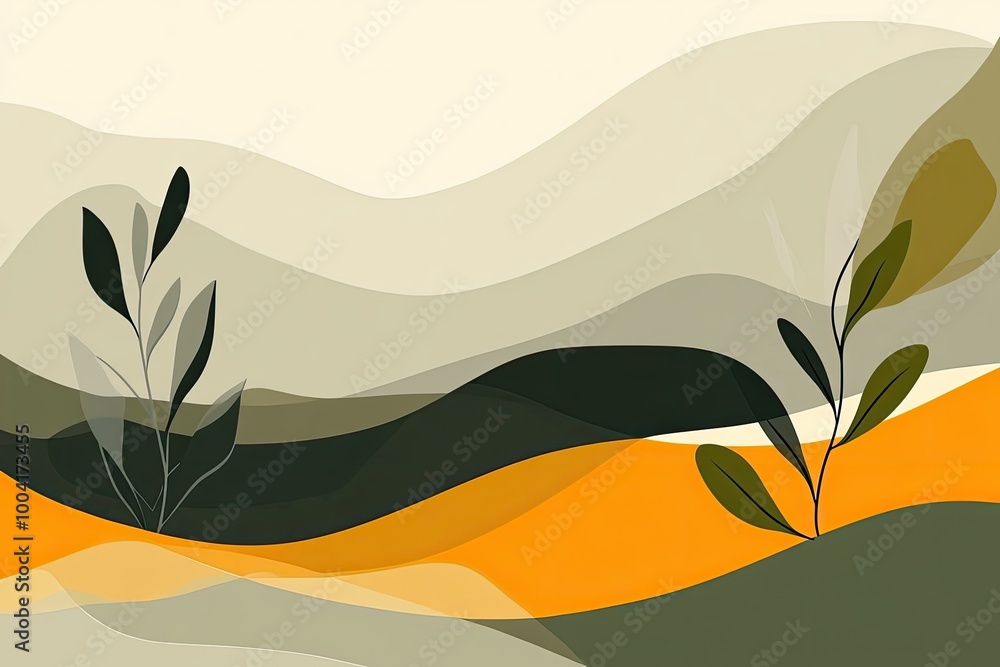 Poster minimalist abstract leaves background with simple and elegant design