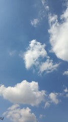 Cloudy sky in summer with bright turquoise morning.