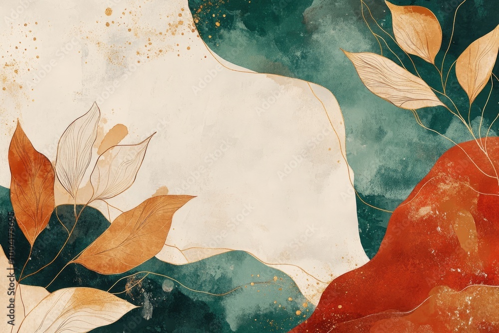 Poster minimalist abstract leaves background with simple and elegant design