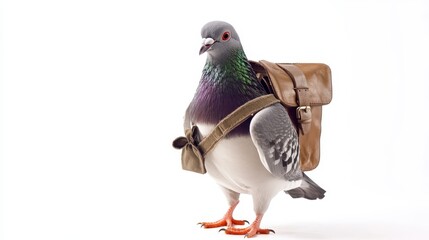 Pigeon Dressed as a Mail Carrier with satchel