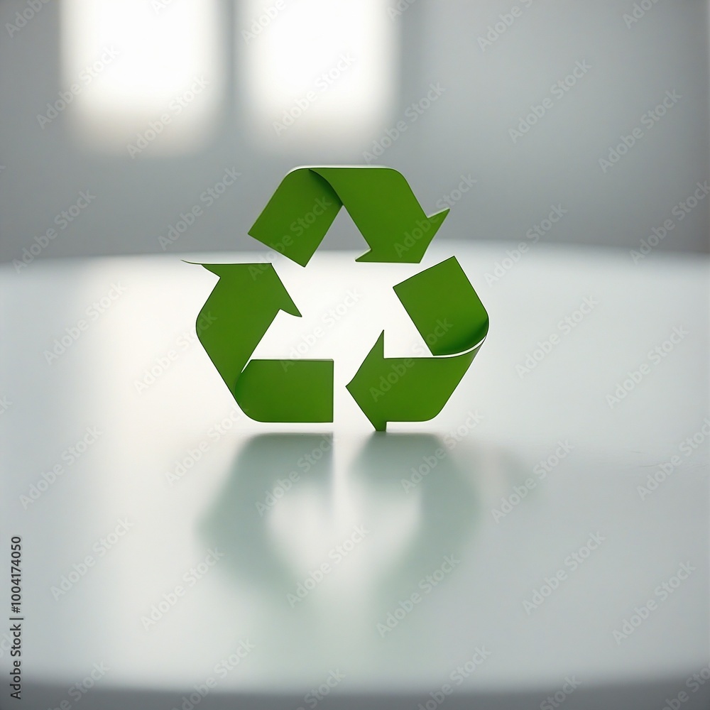 Wall mural green eco social recycling icon recycle logo symbol ecological waste management zero waste sign 3d