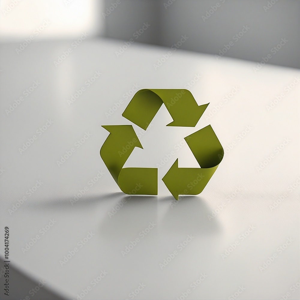 Wall mural green eco social recycling icon recycle logo symbol ecological waste management zero waste sign 3d