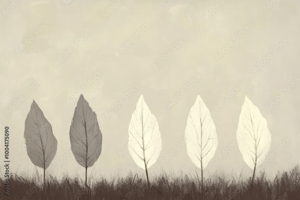 Poster minimalist abstract leaves background with simple and elegant design