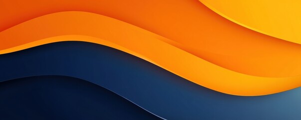 Vibrant abstract waves with orange and blue curves creating a dynamic and colorful background design