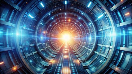 Futuristic Wormhole Tunnel with Glowing Light Effects for Space Travel Science Fiction Innovative Technology Concept