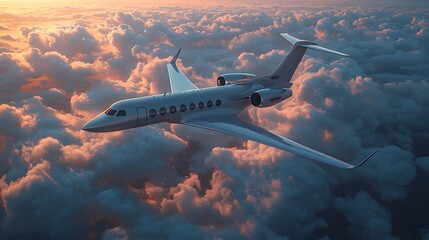 Sleek Airplane Cruising Above the Clouds