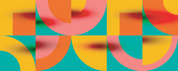 Fototapeta premium Neo memphis geometric pattern with circles, squares. Pop art abstract background for covers, banners, flyers and posters and other templates