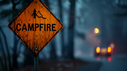 a funny interpretation of a traffic sign with the text "CAMPFIRE" on it