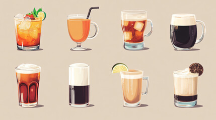 A variety of vector graphics showcasing transportation methods in urban settings.