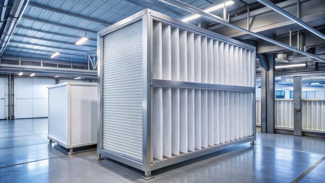 Layered Replacement HVAC Cleanroom Filter System with Pre, Medium, Carbon & HEPA Filters for Air Purification in Industrial Settings