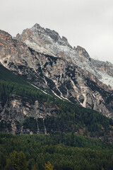 Dolomite mountains in Austria among the clouds