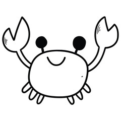 Hand drawn doodle cute crab on white background.