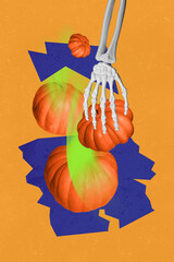Composite trend artwork sketch photo collage of halloween autumn season spooky creepy poster...