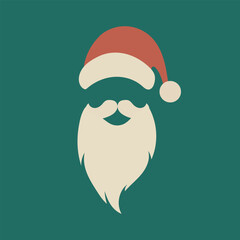 Vector set of faces with Santa hats, mustache and beards