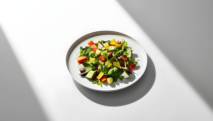 vegetable salad plate isolated on white background healthy diet food portion