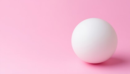 Fototapeta premium Minimalist white ball on a soft pink background, creating a simple yet striking aesthetic.