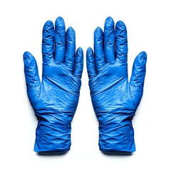 Disposable lab gloves, protective equipment, soft rubber texture, isolated on white background