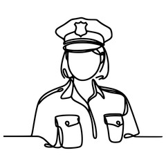 one line drawing policewoman job vector illustration template design