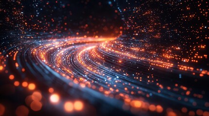 fiber optic cables shine against a futuristic technology background symbolizing seamless connectivity and advancement with glowing strands creating a dynamic and modern aesthetic