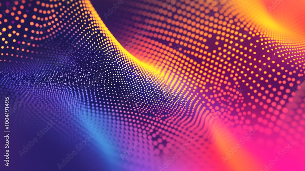 Poster abstract dots in a colorful halftone gradient, creating a vibrant and dynamic background texture
