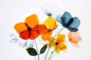 Single Line Art of Colorful Flowers