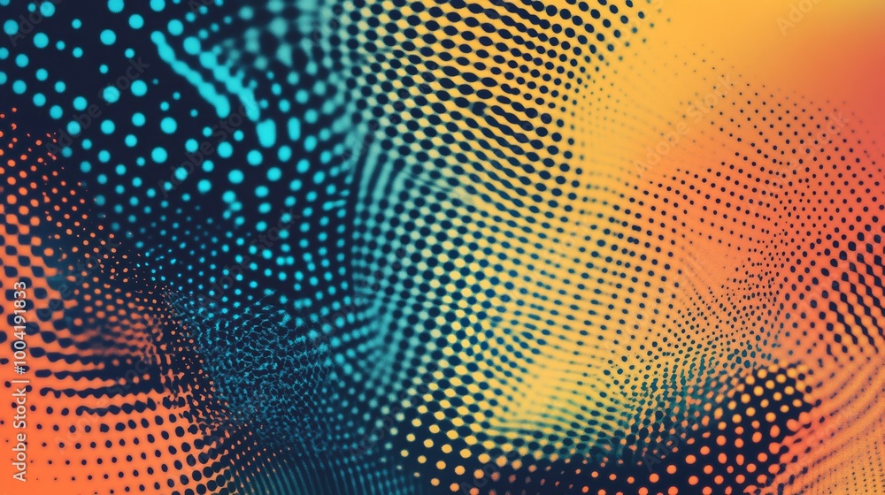 Poster abstract dots in a colorful halftone gradient, creating a vibrant and dynamic background texture