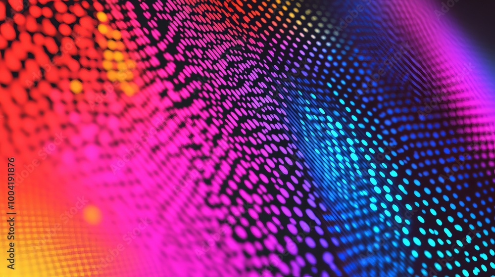 Poster abstract dots in a colorful halftone gradient, creating a vibrant and dynamic background texture
