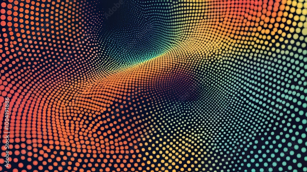 Poster abstract dots in a colorful halftone gradient, creating a vibrant and dynamic background texture