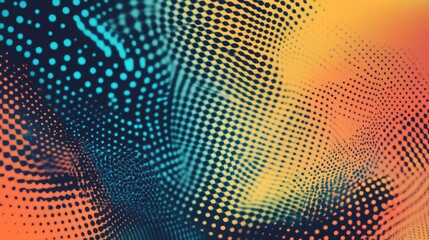 Abstract dots in a colorful halftone gradient, creating a vibrant and dynamic background texture