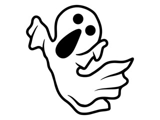 Halloween Ghost Line Art Illustration