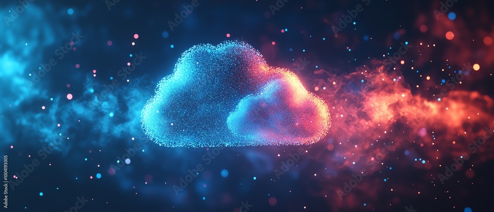 Fototapete visual representation of digital transformation with cloud adoption, highlighting businesses improvi