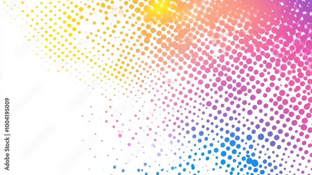 Poster Halftone glitter pattern with sparkling dots on a white background, representing a pop art style. --