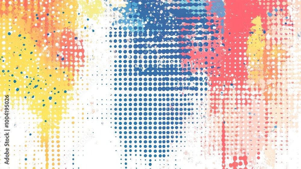 Poster halftone glitter pattern with sparkling dots on a white background, representing a pop art style. --