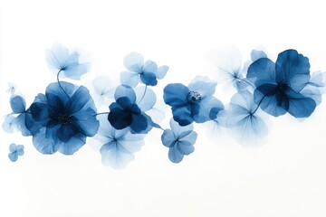 Dynamic Ink Flower Illustrations in Blue Tones