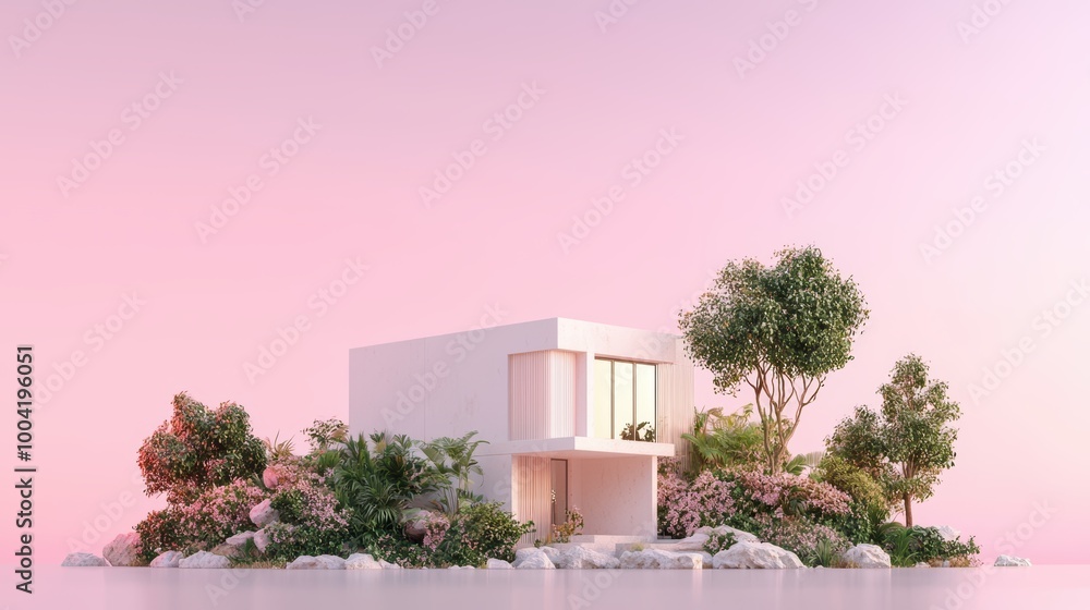 Aufkleber modern low poly isometric 3d building design inspired by computer system unit with cute ambient dayl