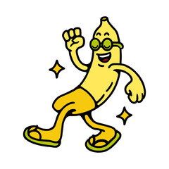 BANANA DANCE CARTOON CHARACTER VECTOR ILLUSTRATION
