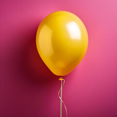 yellow balloon isolated on neon pink background