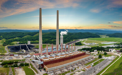 Thermal power plant burning coal fossil fuel for production of electrical energy. Kingston power...