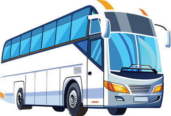 Luxury white bus 3d vector sticker design