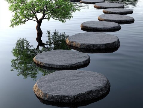 Stone Path In Water Stepping Stones Water