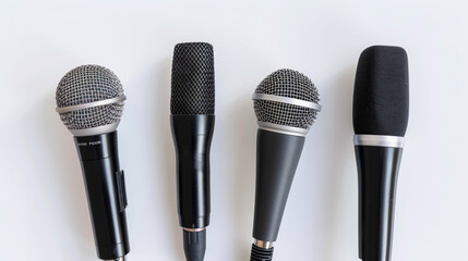 Microphones for capturing audio isolated on white background