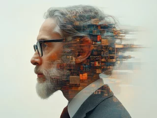 Abstract urban cityscape portrait with blurred double exposure effect © Hanna