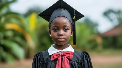 A young girl in a developing country denied an education, contrasted with a private school graduation in a wealthier nation   education inequality, global disparity
