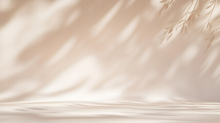Obraz premium Light beige background for product presentation with a light and shadows pattern on it