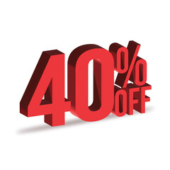 40 percent off Tag, 40 off Promotion, 3d 40 percent off