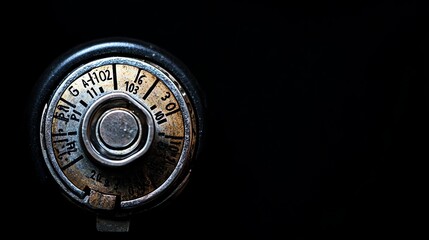 Obraz premium A close-up of a combination lock on a safe.