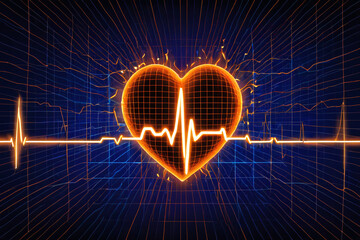 Cardiogram, pulse line with heart shape
