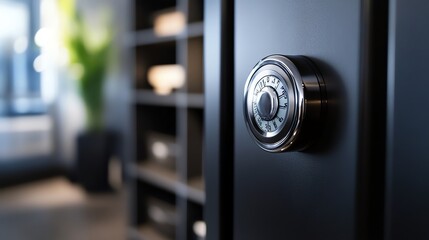 A combination lock on a safe.